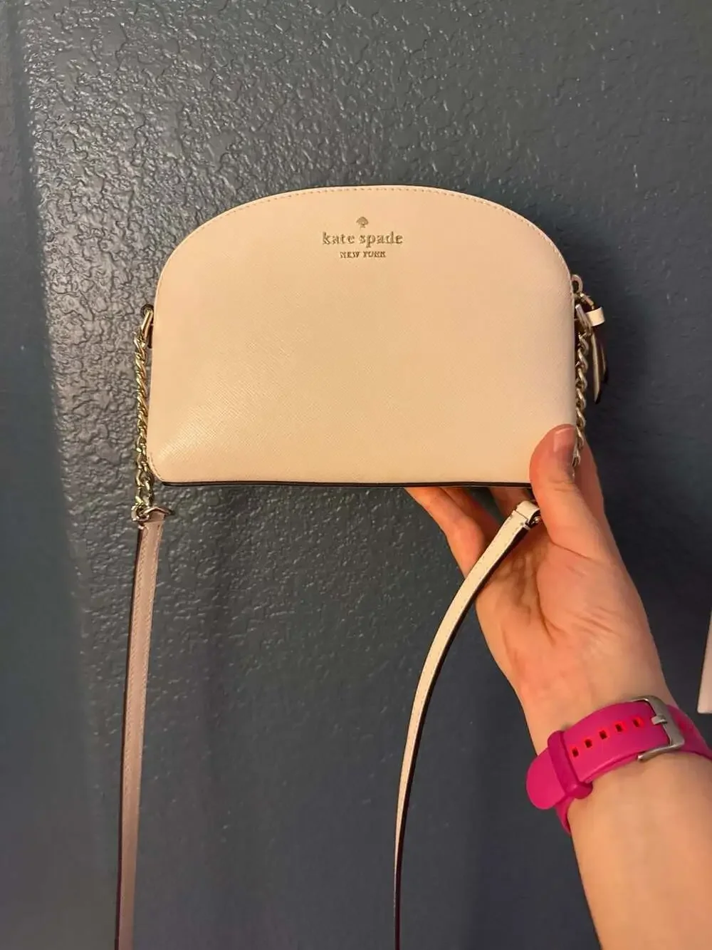 Kate Spade Sylvia Dome Crossbody Bag Parchment Cream Gold Hardware Leather